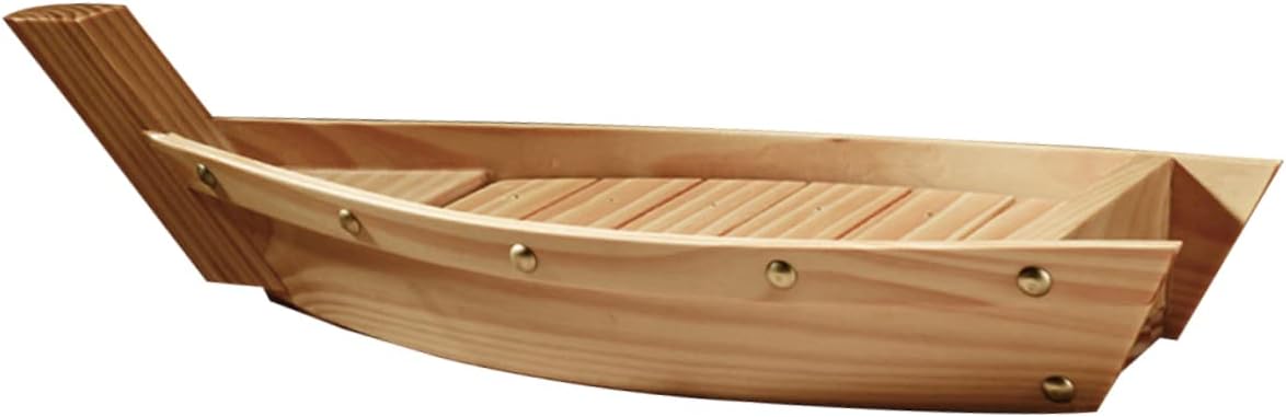 Ciieeo Boat Shape Sushi Plate Japanese Style Snack Tray Wooden Sushi Dish Set for Party Home Restaurant