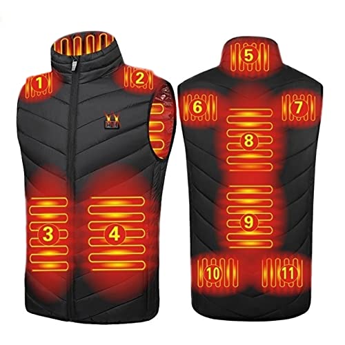 Gilet chauffant électrique pour homme avec 3 radiateurs réglables en température pour l'extérieur, Noir , M