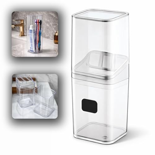 Porta Escova de Dente com Tampa Slim Transparente – Estojo Protetor Higiênico para Banheiro e Viagem – Case Plástico Translúcido Compacto