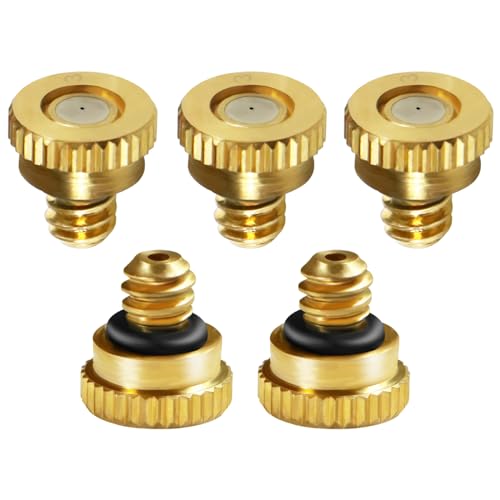 KUWAN Brass Misting Nozzles for Garden Cooling System 0.012" (0.3 mm) 10/24 UNC (5PCS)