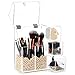 HBlife Makeup Brush Holder, Acrylic Makeup Organizer with 2 Brush Holders and 3 Drawers Dustproof Box, Free Beige Pearl Included