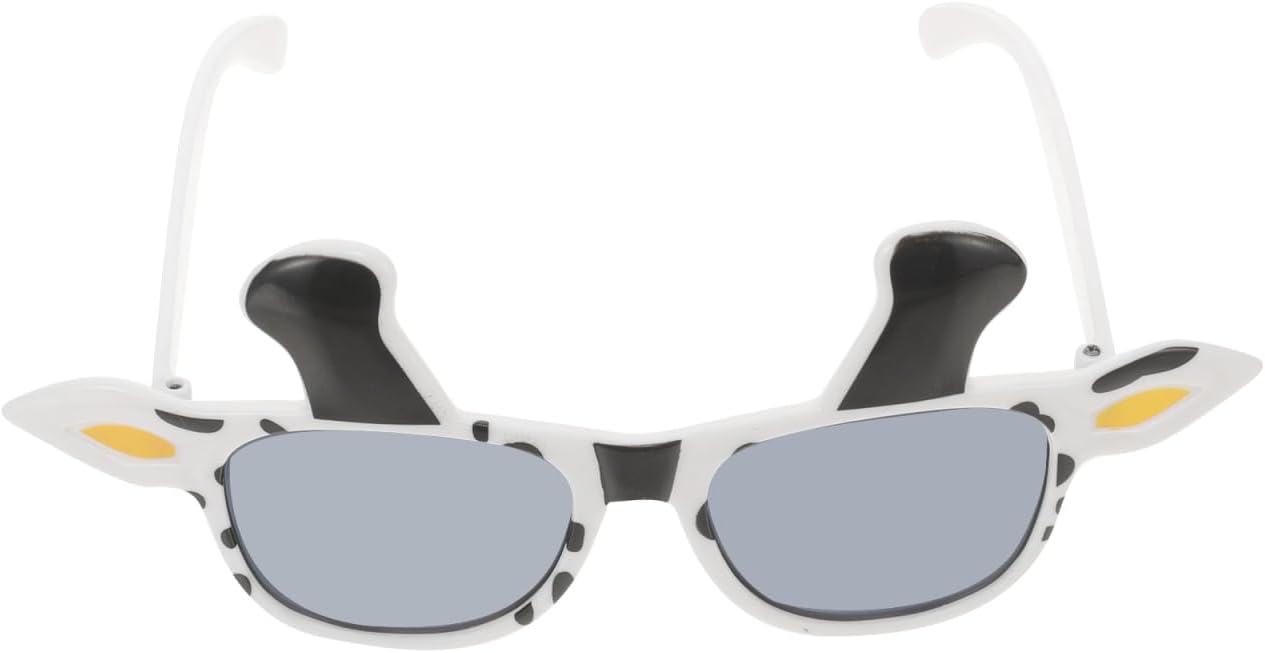 LIFKOME Cow Sunglasses Kids Farm Animal Eyeglasses 3d Funny Rectangle Birthday Party Glasses for Women Men Trendy Retro Fashion Sunglasses Photo Booth Props