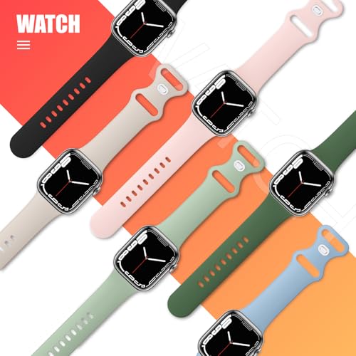 Image of (6 Packs) Sport Bands Compatible with Apple Watch Band 38mm 40mm 41mm 42mm 44mm 45mm 46mm 49mm Silicone iWatch Band Ultra 3 2 1 SE Series 11 10 9 8 7 6 5 4 3 2 1 Women Men
