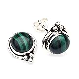 malachit ohrringe Hergestellt in Indien Malachit Ohrstecker 925 Silber Sterlingsilber Ohrringe grün (MOS 65-10)