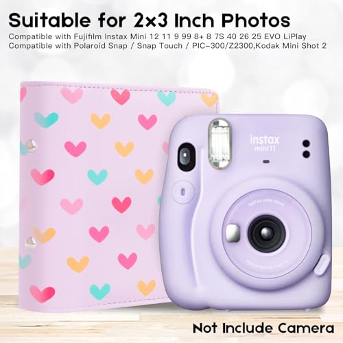 112 Pockets One-Handed Mini Photo Album 2 x 3 Portable Kpop Photocard Holder Compatible with Fujifilm Instax Mini Cameras/Polaroid Snap Touch/SocialMatic Instant Cameras (2Packs, Purple) - Image 2