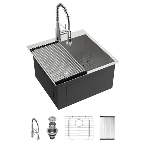 Lordear 22x22x12 in Drop-In Laundry Sink with Faucet