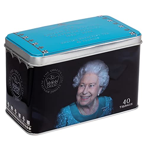 Queen Elizabeth II Jubilee 2022 Commemorative Tea Tin with 40 English Breakfast Teabags