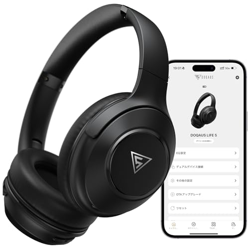 DOQAUS(�h�J�A�X) �w�b�h�z�� Bluetooth5.3 ���C�����X �ő�70���ԘA���Đ� 3EQ���[�h �L���������p AAC�Ή� �}���`�|�C���g ���^ �}�C�N���� �I�[�o�[�C���[ PC�E�X�}�z�E�E�H�[�N�}���Ή� �y�� slim�� LIFE5 (�u