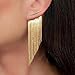 Gold Tassel Dangle Earrings for Women Trendy Metal Chain Long Fringe Statement Drop Earrings Hypoallergenic Sparkly Fashion Jewelry for Wedding Prom Party Graduation (Bar)