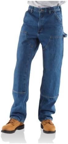 Carhartt mens Logger Washed Denim Dungaree (Big & Tall) work utility pants, Darkstone, 48W x 30L US