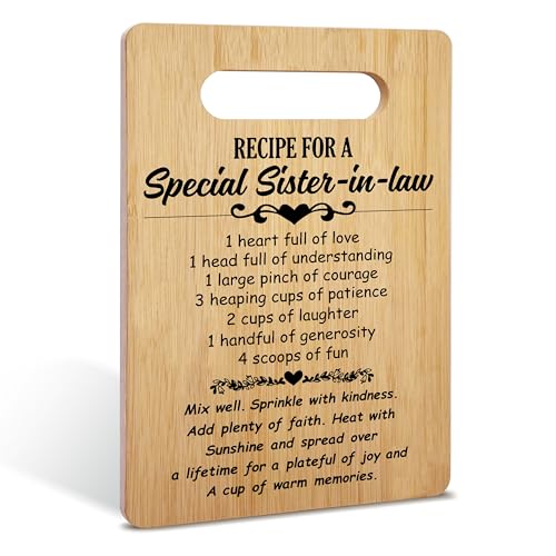 Gifts for Sister-in-Law, Recipe for a Special Sister-in-Law Bamboo Cutting Board Gifts, Sister-in-Law Birthday Gifts from Sister, Christmas Mother's Day Wedding Gifts, Home Kitchen Decorations -10