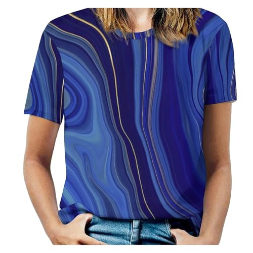 T-shirt marbre bleu grande taille fluide pour masquer les rondeurs