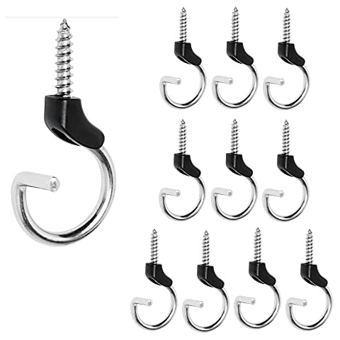 Dakzhou Pack of 10 Stainless Steel Permanent Rust-Proof, Safe Drop-Proof Hook Hangers, Christmas Lights, Arbor, Plant Potted Hook, Easy Release Outdoor Wires, Black Cover