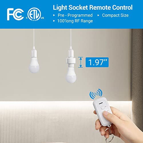 DEWENWILS Remote Control Light Socket, Wireless Light Switch for Pull Chain Light Lamp Fixtures, 100FT Range - image 2