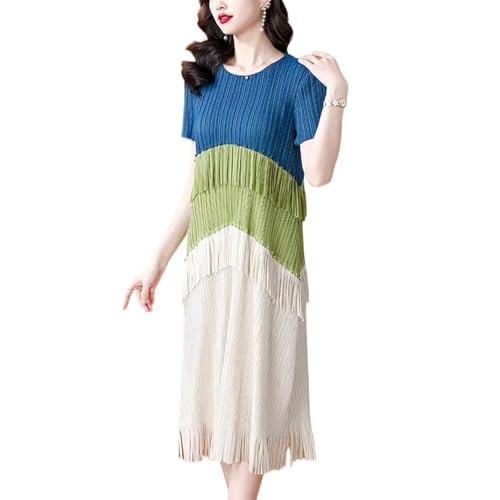 Robe de plage style patchwork avec manches courtes coupe casual d'été