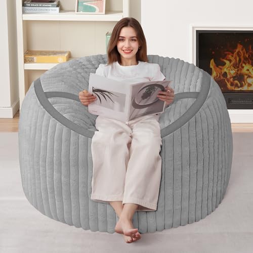 HABUTWAY Bean Bag Chair 3FT Big Bean Bag Chairs for Adults with Memory Foam Filled,3'Beanbag Chair with Soft Faux Fur Cover,Comfy Bean Bag Sofa for Classroom,Living Room,Game Room,Bedroom-Light Grey HABUTWAY Bean Bag Chair 3FT Big Bean Bag Chairs for Adults with Memory Foam Filled,3'Beanbag Chair with Soft Faux Fur Cover,Comfy Bean Bag Sofa for Classroom,Living Room,Game Room,Bedroom-Light Grey