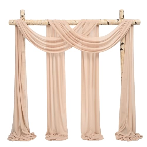 Voilage transparent en mousseline de soie pour arche de mariage haut de gamme nude