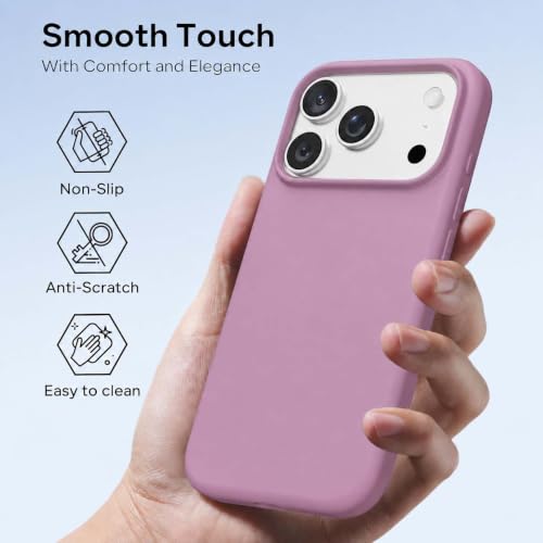 Image of DIZORO Compatible with iPhone 17 Pro Case (2025), Liquid Silicone 3 Layers Full Covered Soft Gel Rubber Shockproof Protective Cover with Anti-Scratch Microfiber Lining - Lilac