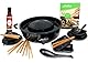 TomYang Elektrischer Hot Pot Professional – mit Kochbuch, 10teiligem Geschirr-Set & Thai BBQ Sauce. Schweizer Antihaftbeschichtung. Der Original Korean Grill, Mookata Topf