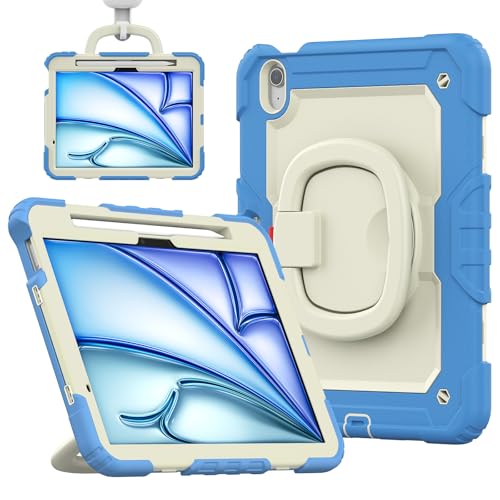 Coque iPad Air 11 M3 2025 silicone rigide antichoc bleu beige