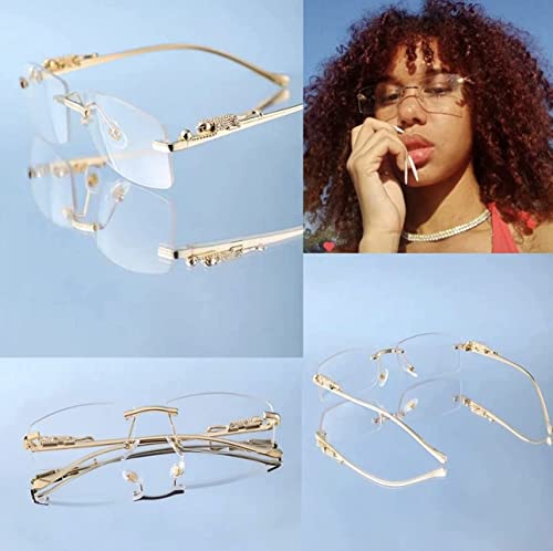 Image of IFLASH UV Protected Retro Rectangular Rimless Sunglasses for Men and Women