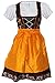 3-divisor de MIDI-tirolesa-Set traje Dirndel tirolesa blusa tirolesa delantal naranja