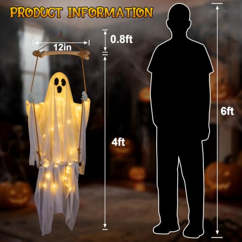 4.8' Hanging Swing Ghost Halloween Outdoor Decoration - image 2