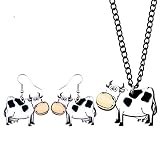 Forma \ patrón: animal ZHWM Aretes Pendientes De clip Aros Acrílico Leche Linda Lechería Ganado Collar Collar De Cadena Juegos De Joyas De Animales De Granja para Mujeres Niñas Adolescente Declaración