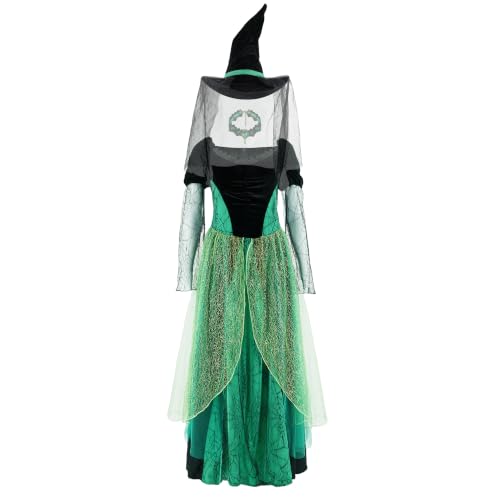EDAUWAE Witch Costume Women Halloween Cosplay Deluxe Dress with Hat Necklace Full set L by EDAUWAE - Used condition - US$40.83