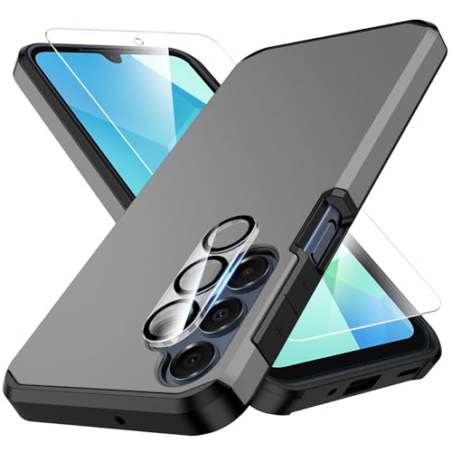 ibvehed 3 in 1 for Samsung Galaxy A16 5G Case with Tempered Glass Screen Protector + Camera Lens Protector,fit for Samsung Galaxy A16 5G,Silicone Durable Armor for Samsung Galaxy Case
