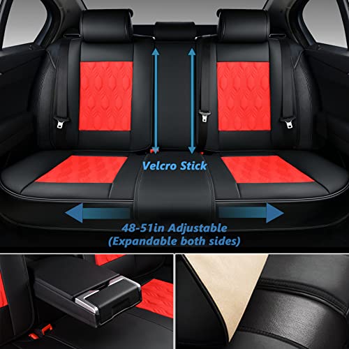 Coverado Car Seat Covers Full Set, Universal Seat Covers For Cars, Premium Nappa Leather Auto Seat Cushions With Embossed Pattern, Car Seat Protectors Fit For Most Cars, Sedans, Suvs And Trucks, Red #TOP2