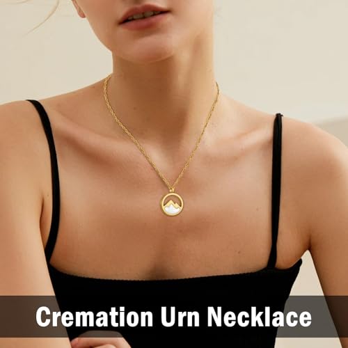 XIUDA Mountains-Faith Cremation Urn Necklace for Ashes Keepsake Stainless Steel Cremation Jewelry for Human Ashes Memorial Urn Pendant for Women2