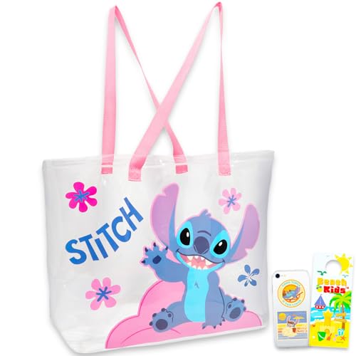 Image of Disney Stitch Clear Tote Bag - Bundle with Clear Lilo and Stitch Purse for Beach, Groceries, Storage, More Plus Decal | Stitch Shoulder Bag for Women