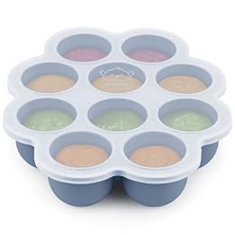 KeaBabies Silicone Food Freezer Trays with Lid, 2oz x 10 Pods (Slate)