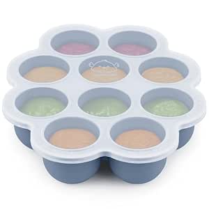 KeaBabies Silicone Food Freezer Trays with Lid, 10 Pods, 2oz Each (Slate)