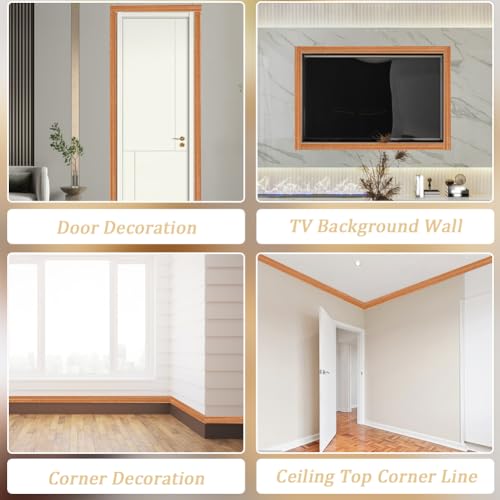 Image of GORGECFAFT 2 Rolls 91x3 Inch Chocolate 3D Wall Edging Foam Flexible Wallpaper Border Crown Molding Peel and Stick Mirror Edging Frame Lines Wall Base Ceiling Baseboard for Home DIY Furniture Decor