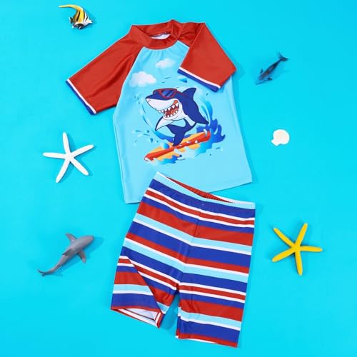 Image of Kids Swimsuit Boys Two Pieces Shark Swimsuit Toddler Rash Guard and Trunk