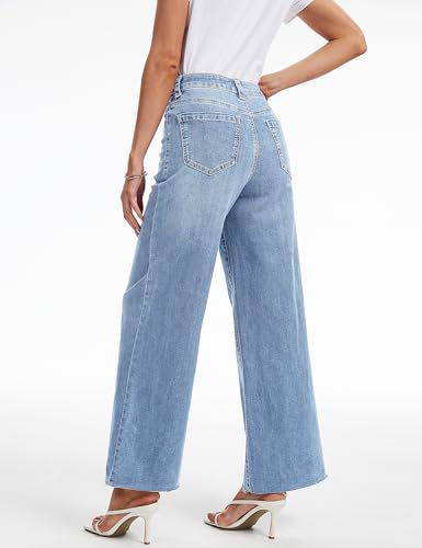YUCOLEN Women's Wide Leg Jeans Baggy High Waist Stretchy Jeans Loose Straight Leg Vintage Y2K Denim Pants3