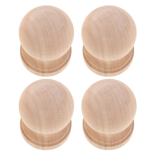 Luxshiny 4 Piezas de Remates de Madera sin Acabado para Varillas de Cortina y Barandillas Diseño Arquitectónico Romano para Uso en Vitrinas y Muebles