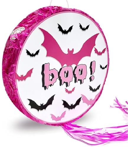 Piñata chauve-souris rose et noir de 36 cm pour décoration d'Halloween