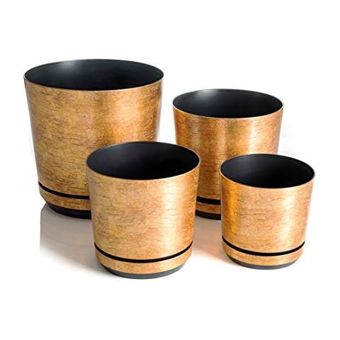 KORAD Übertöpfe Satz 4 Stück Antikes Gold 16 cm Cover