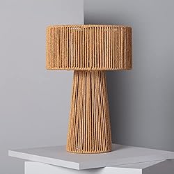 Amazon Lamparas Fibras Naturales LEDKIA LIGHTING Lámpara de Mesa Papel Trenzado Kala Lilium 410xØ280 mm Natural E27 Casquillo Gordo Papel Trenzado Decoración Salón, Habitación, Dormitorio