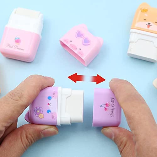 8 gomas de borrar lindas para niños, goma de dibujos animados, divertidos recuerdos de fiesta y suministros escolares, borrador de dibujo kawaii para suministros de papelería de oficina escolar