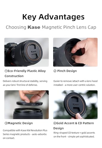 Tapa magnética para lente Kase Pinch Lens Cap Plus Universal compatible con Wolverine, Revolution y Revolution Plus (52 mm) miniatura 5