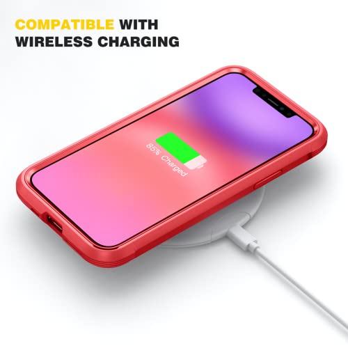 Diaclara Compatible with iPhone 11 Case, Full Body Rugged with Built-in Touch Sensitive Anti-Scratch Screen Protector, Soft TPU Bumper Case Clear Compatible with iPhone 11 6.1" (Red and Clear) - 6