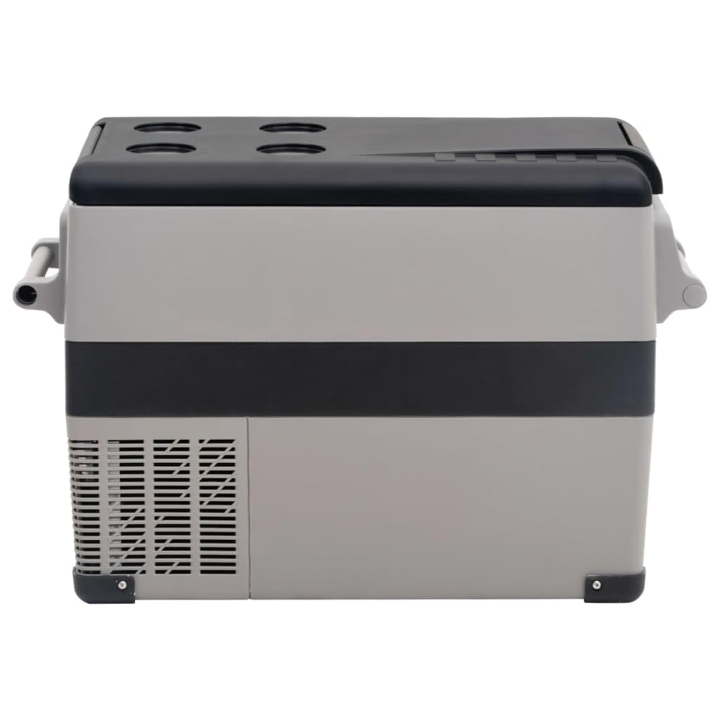 Frigo con maniglia, grigio, 35 l, in PP e PE, contenitore termico elettrico con compressore, display LED, portabevande, ideale per campeggio, picnic, auto, attività all'aperto, viaggi