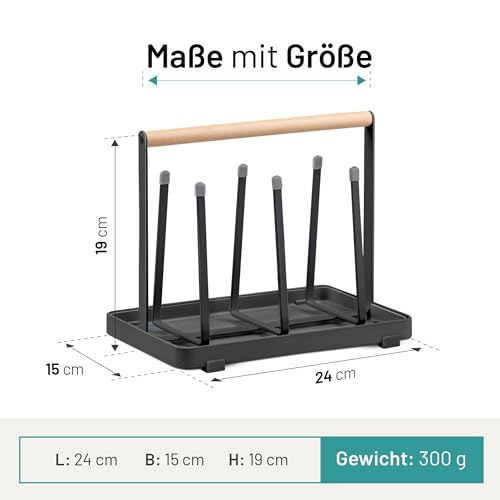D&D Living All-in-One Flaschenhalter für SodaStream - Abtropfgestell für Flaschen Aller Art: Duo, Crystal, Easy, Trink- und Babyflaschen - Universal-Trockenständer (Metall, Schwarz)