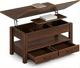 Garvee Mesa de Centro elevable Multifuncional 100 cm – Tapa giratoria, Oficina o apartamento – Madera Color