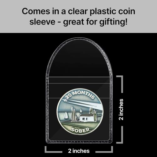 Image of The Achieve Mint 20 Months Sober Token | 20 Months Sobriety Chip | Non-AA, Non-Religious Medallion for Men and Women Celebrating Sobriety