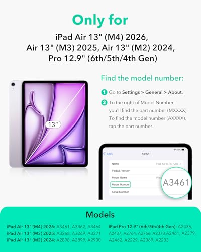 Image of ESR Case for iPad Air 13 Inch M4 /M3 /M2 (2026 /2025 /2024), iPad Pro 12.9 Case, Powerful Magnetic Attachment, Slim Trifold Stand Case, Supports Pencil Pro & Pencil (USB-C), Rebound Series, Dark Blue